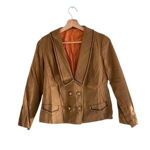 WIPPETTE BROWN TAN COLLARED AMERICAN VINTAGE BUTTON BLAZER WOMENS SIZE SMALL